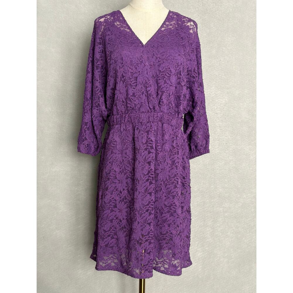 Boss Orange Desdemona Lace Dress Long Sleeve Purple Women's Medium NEW